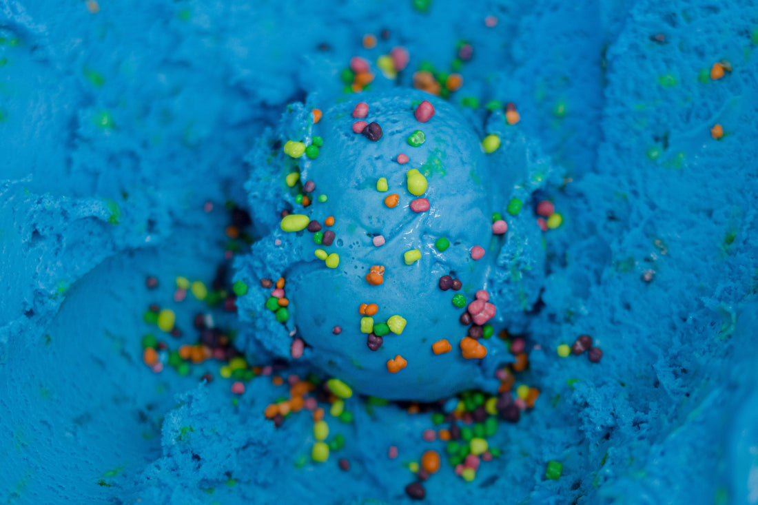 Disco Lives ice cream, a colorful party flavor