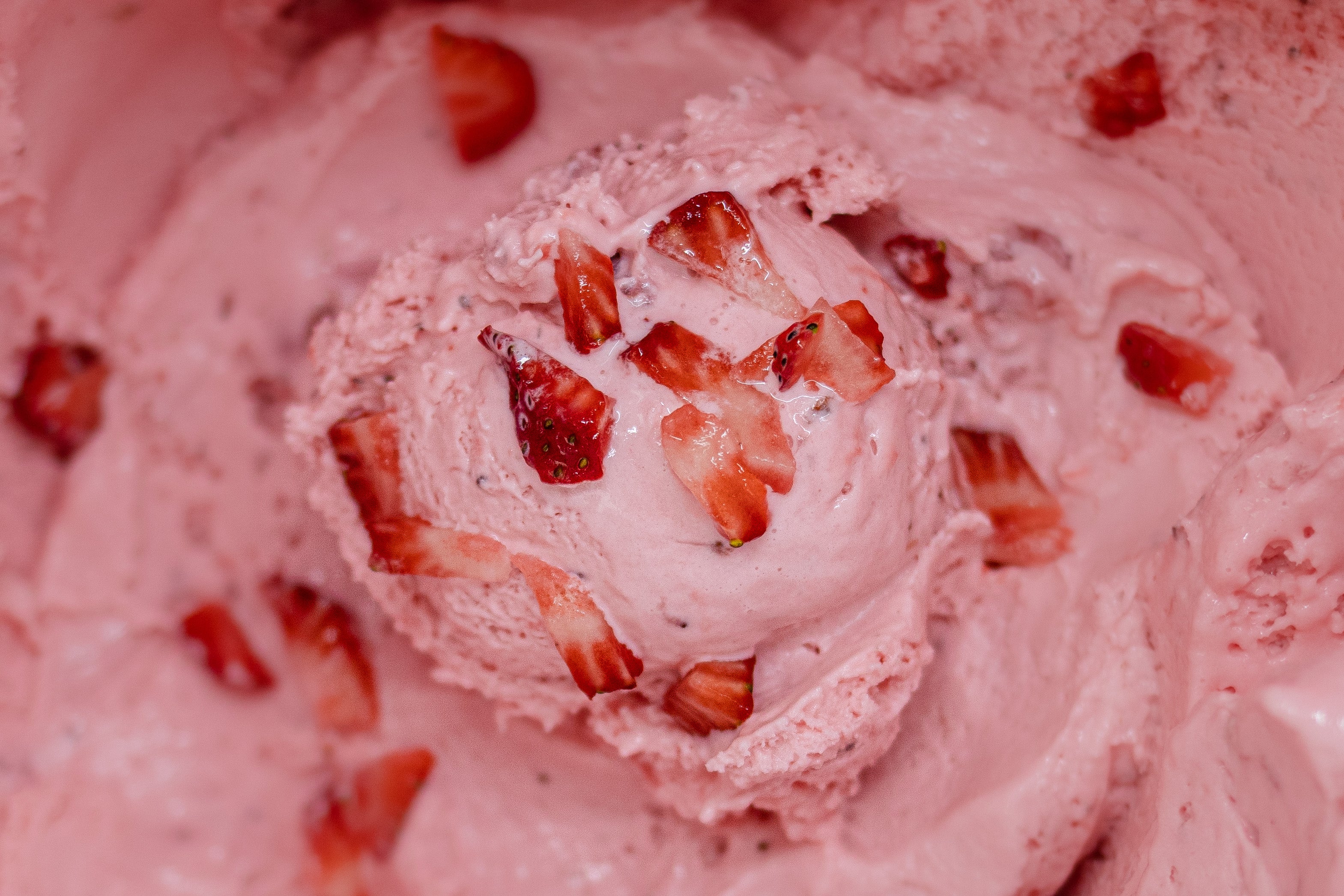 Strawberry ice cream made with real strawberries