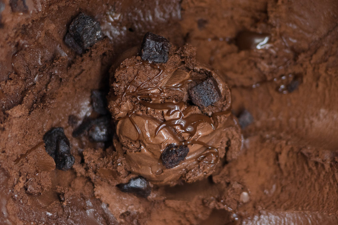 Triple chocolate ice cream with layers of chocolate flavor